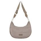 Lieblingstasche Lifetime Buddy M taupe quilted hobo bag with an adjustable branded shoulder strap