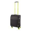 Lieblingstasche Lightstyler cabin spinner suitcase in black with vibrant lime green handle and wheel accents