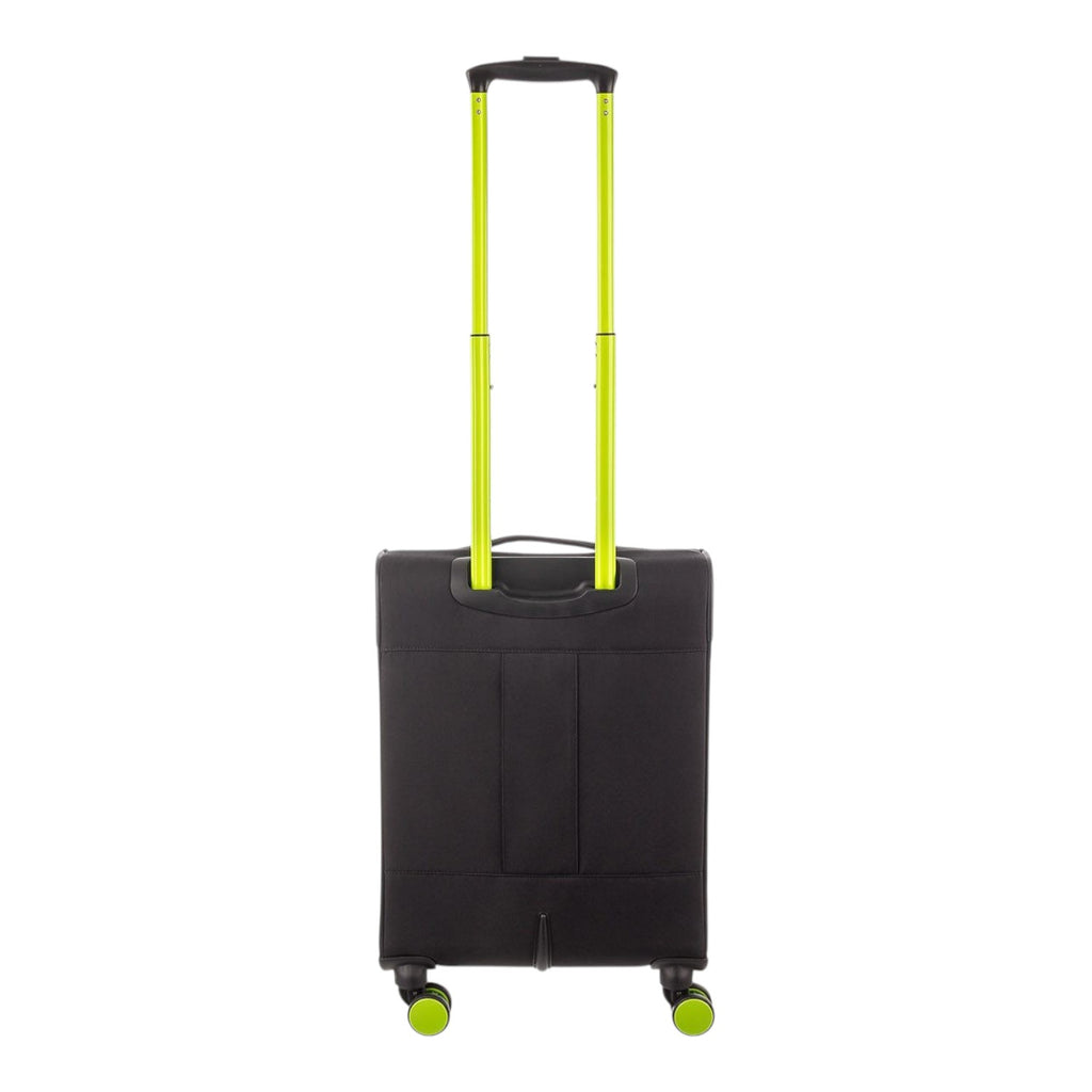 Lieblingstasche Lightstyler Cabin Spinner S in black with vibrant neon green telescopic handle and wheel accents.