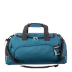 Lieblingstasche Lightstyler Duffle L in petrol blue with black accents, featuring multiple zippered pockets and straps.