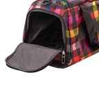 Lieblingstasche Lightstyler Duffle L bag in a vibrant multi-coloured plaid pattern with a side zipper opening