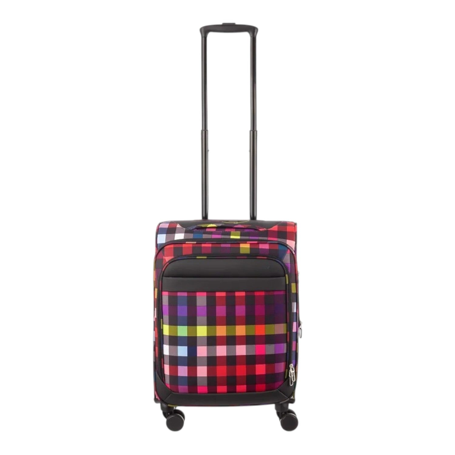Lieblingstasche Lightstyler cabin spinner suitcase in a vibrant multi-colored plaid pattern with a telescopic handle