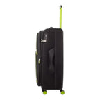 Lieblingstasche Lightstyler Spinner L suitcase in black with lime green accents and telescopic handle, side view