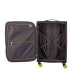Lieblingstasche Lightstyler Spinner M suitcase interior with dark grey lining, zippered mesh pockets, and packing straps.