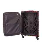 Lieblingstasche Lightstyler Spinner M suitcase interior with black lining, mesh pockets, and cross ribbons.