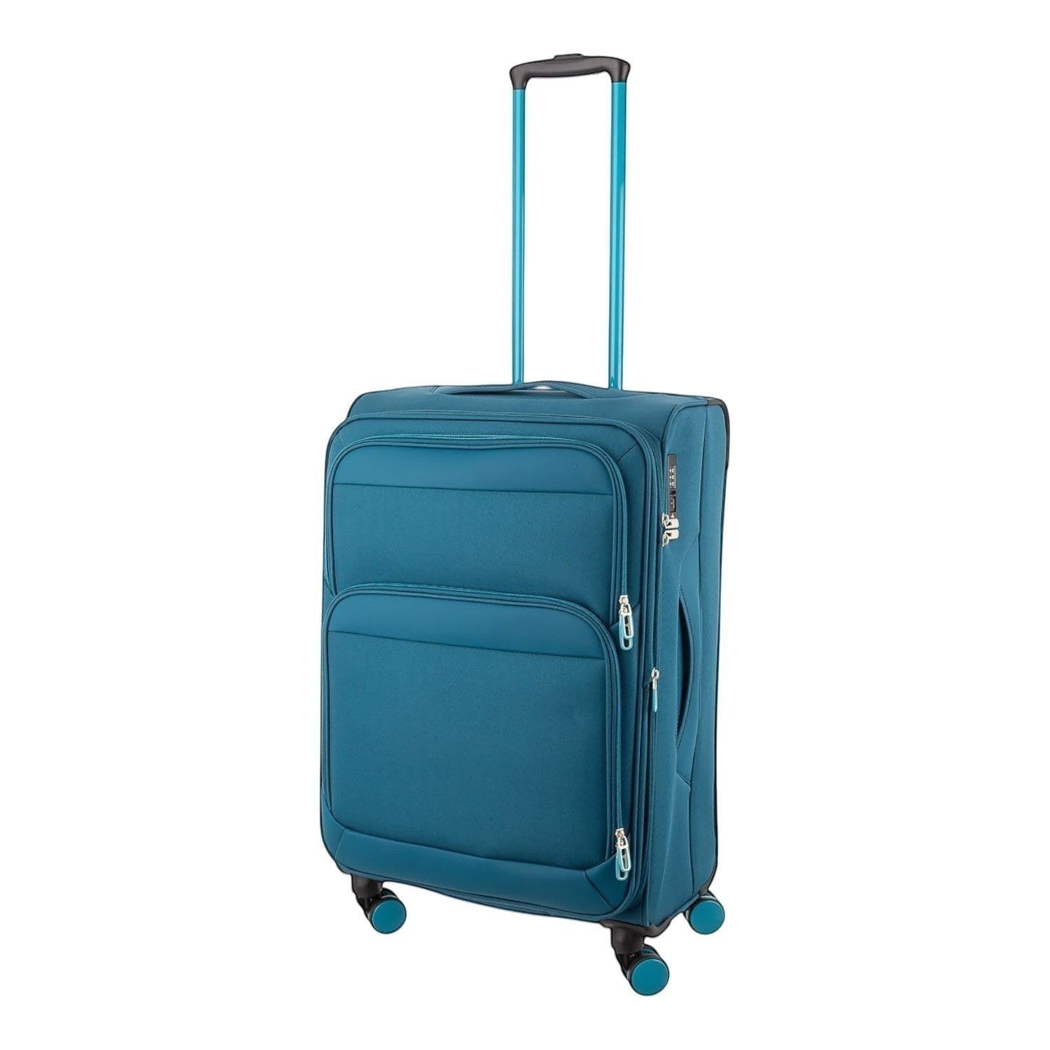 Lieblingstasche Lightstyler Spinner M suitcase in petrol blue with a telescopic handle and four spinner wheels.