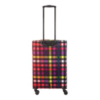 Lieblingstasche Lightstyler Spinner M suitcase in a vibrant multi-colored plaid pattern with a telescopic handle.