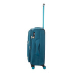 Lieblingstasche Lightstyler Spinner M suitcase in teal blue with a side view, telescopic handle, and TSA lock.
