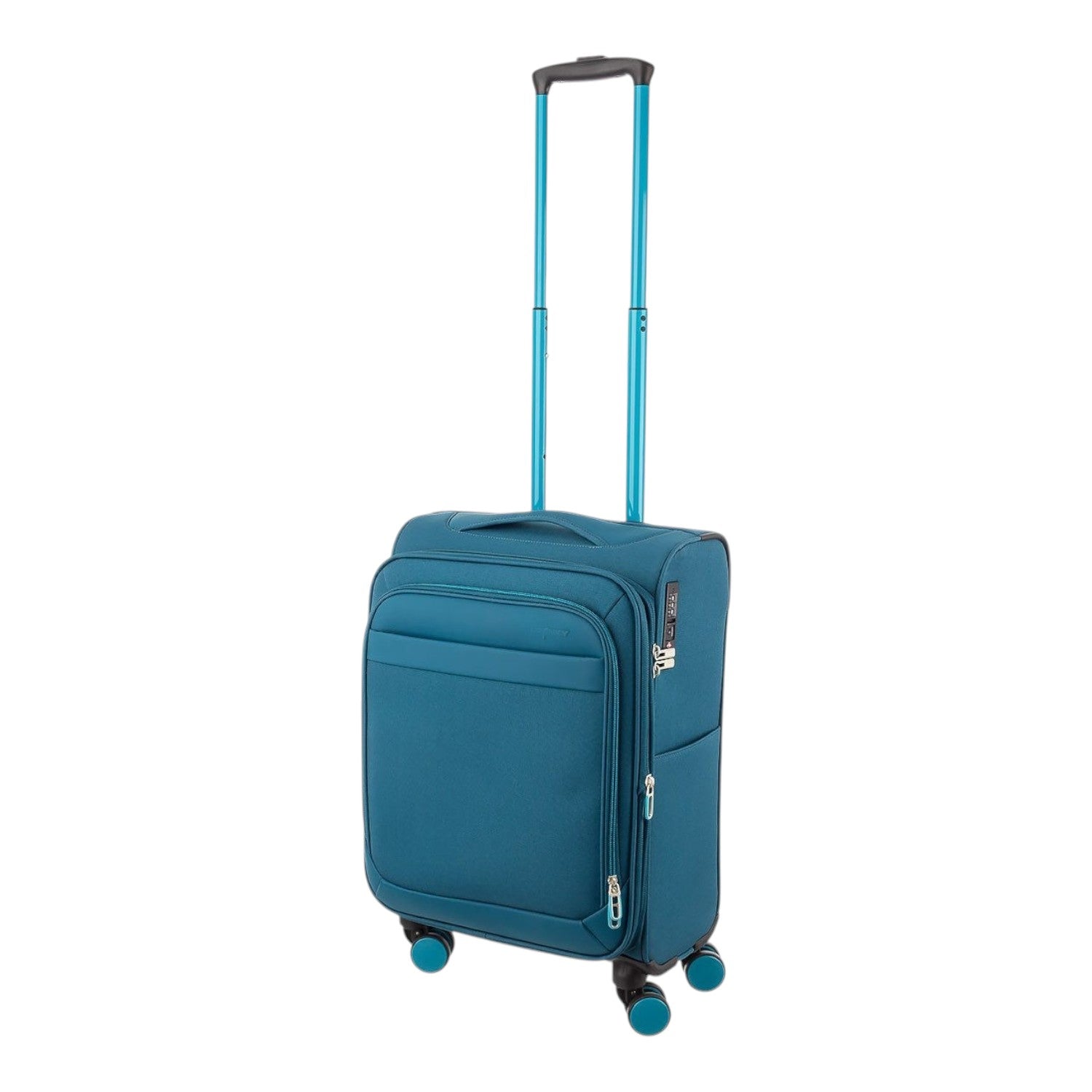 Lieblingstasche Lightstyler cabin spinner suitcase in teal blue with a telescopic handle and four spinner wheels.