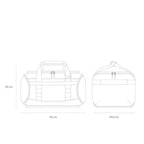 Lieblingstasche Lisbon Duffle Backpack M technical line drawing showing front and side dimensions in centimeters.