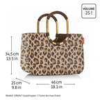 Lieblingstasche Loopshopper L tote bag in leopard print with gold-tone metal handles and 25L capacity