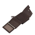 Lieblingstasche Lotta dark brown leather wallet with RFID protection, open view showing card slots and ID window