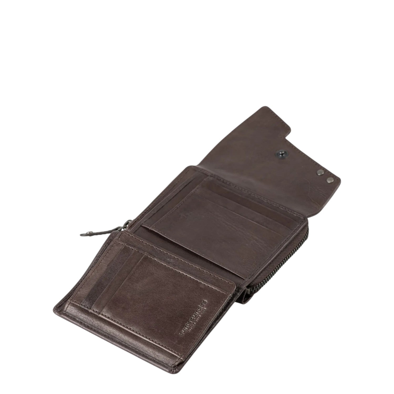 Lieblingstasche Lotta brown leather wallet with multiple card slots and a secure zipper compartment
