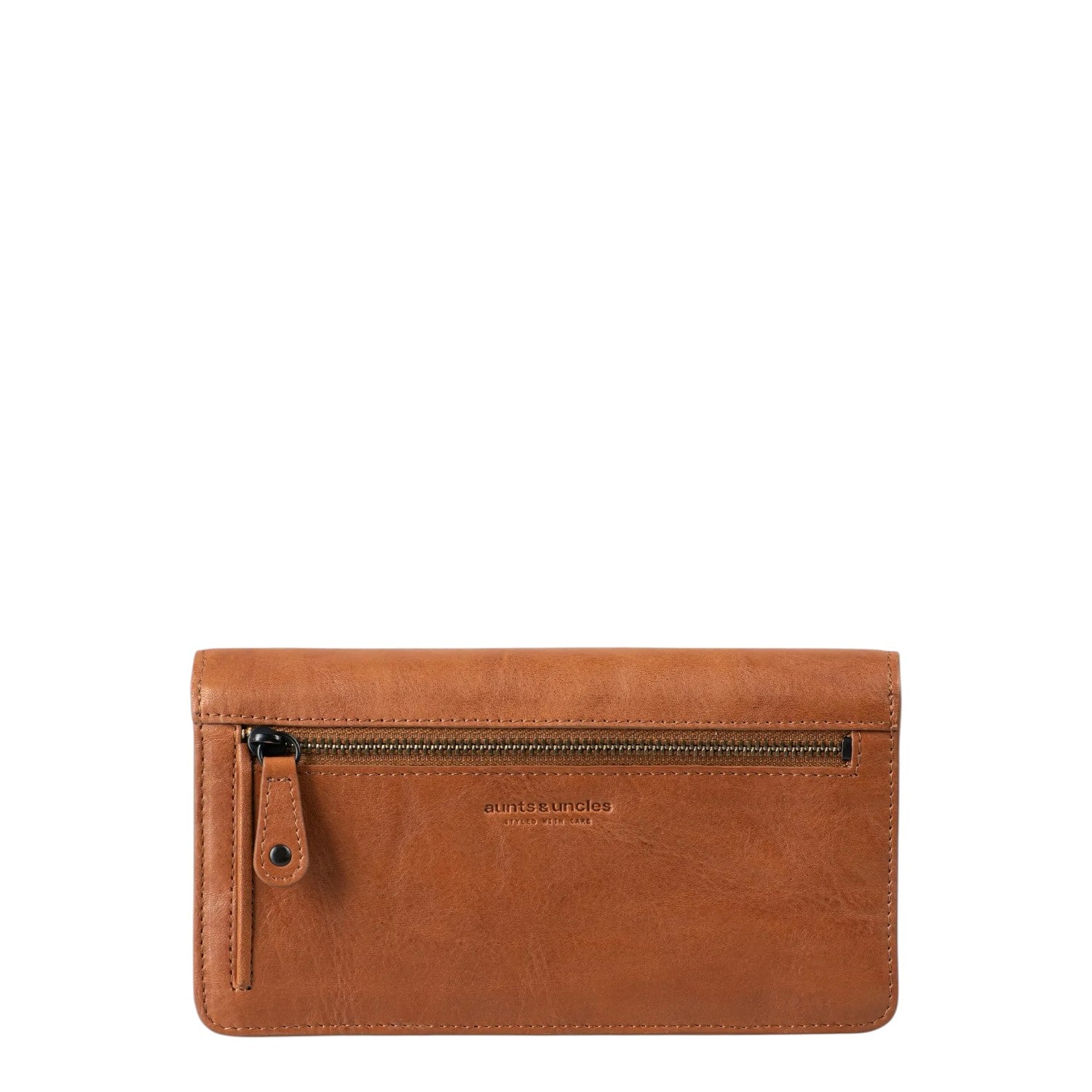 Lieblingstasche Mabel brown leather wallet with a zippered back pocket and embossed logo detail