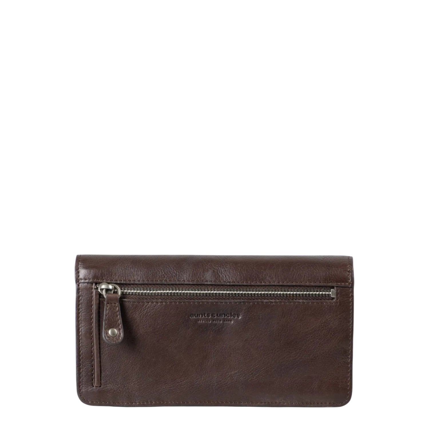 Lieblingstasche Mabel brown leather wallet with a zippered back pocket and embossed logo detail