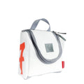 Lieblingstasche Matrose XL toiletry bag made from white recycled sailcloth with red sail detail and grey trim
