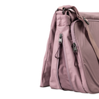 Lieblingstasche Midori RE lite dusty pink shoulder bag with side zipper pockets and branded metal pulls