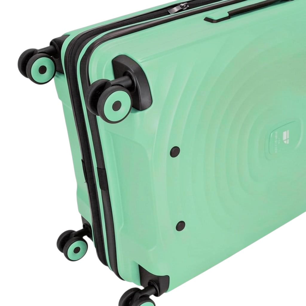 Lieblingstasche Mogens 4W Trolley M suitcase in olive green with spinner wheels and TSA lock.