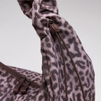 Lieblingstasche Moon Bag Ruffle Large in Cat Shark leopard print with adjustable gathered strap and zipper closure