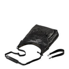 Lieblingstasche Mrs. Banoffee Pie black leather hobo bag with adjustable shoulder strap and front pocket
