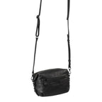 Lieblingstasche Mrs. Cannoli black leather crossbody bag with adjustable strap and front zipper pocket