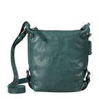 Lieblingstasche Mrs. Chocolate Cookie dark green leather crossbody bag with adjustable strap and zip closure