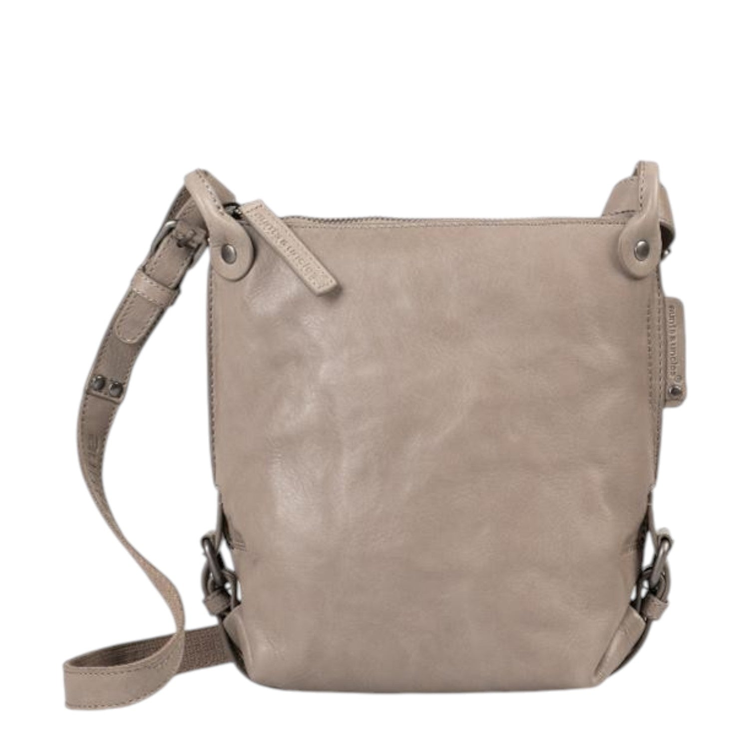 Lieblingstasche Mrs. Chocolate Cookie crossbody bag in taupe leather with adjustable strap and zip closure