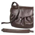Lieblingstasche Mrs. Coconut Cake dark brown leather crossbody bag with a flap closure and adjustable shoulder strap.