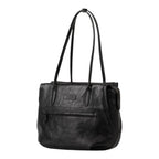 Lieblingstasche Mrs. Florentine black leather shoulder bag with a front zip pocket and slim carry handles