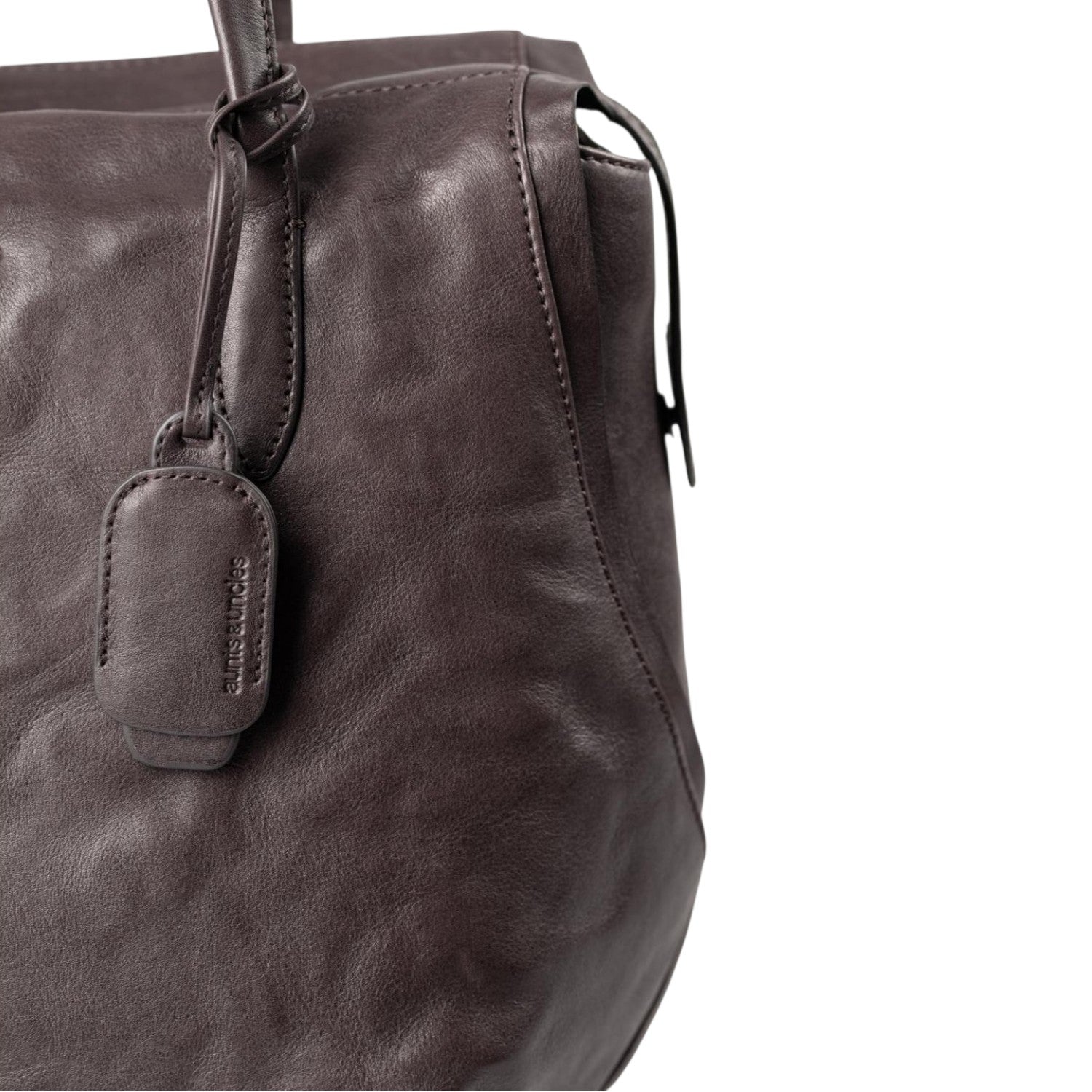 Lieblingstasche Mrs. Florentine dark brown leather handbag with a hanging leather tag detail