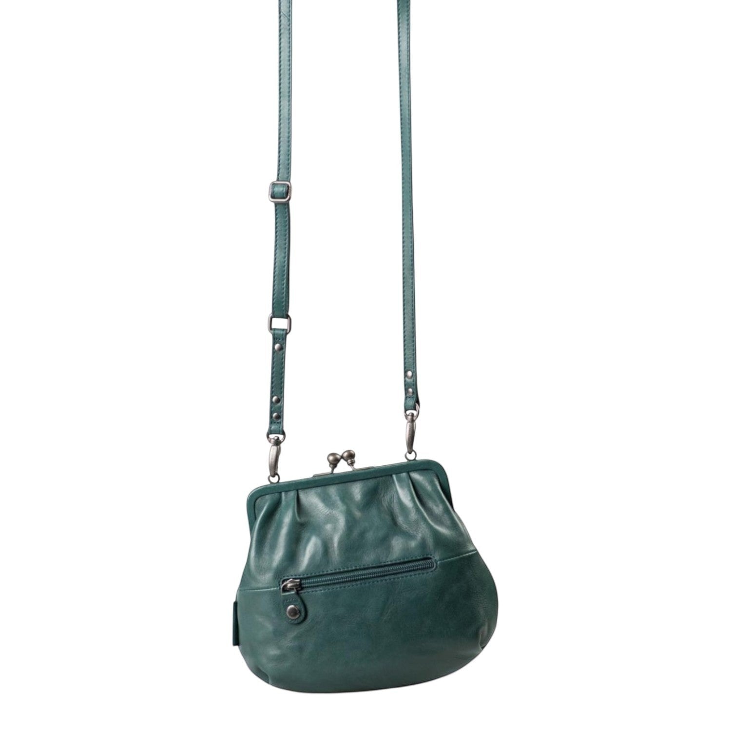 Lieblingstasche Mrs. Fortune Cookie dark green leather crossbody bag with a vintage-style kiss-lock clasp
