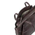 Lieblingstasche Mrs. Pavlova dark brown leather handbag with top zipper closure and dual carry handles