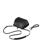 Lieblingstasche Mrs. Pizzelle black leather crossbody bag with a vintage-style kiss-lock clasp and detachable strap.