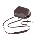 Lieblingstasche Mrs. Pizzelle dark brown leather crossbody bag with a vintage-style kiss-lock clasp and shoulder strap