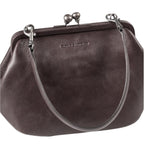 Lieblingstasche Mrs. Pizzelle dark brown leather handbag with a vintage-style metal kiss-lock clasp and handle.