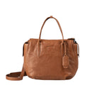 Lieblingstasche Mrs. Profiterole brown leather handbag with top handles and a detachable shoulder strap