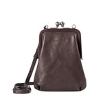 Lieblingstasche Mrs. Sugar Pop dark brown leather crossbody bag with a vintage-style metal kiss-lock clasp
