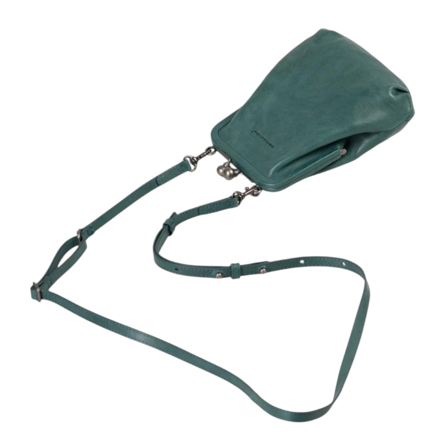 Lieblingstasche Mrs. Sugar Pop dark green leather crossbody bag with a vintage-style metal clasp closure