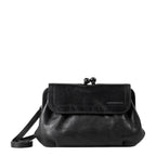 Lieblingstasche Mrs. Whoopie Pie black leather crossbody bag with a vintage-style kiss-lock clasp closure.