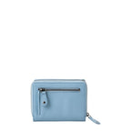 Lieblingstasche Myrtle light blue leather wallet with a zippered back pocket and silver hardware
