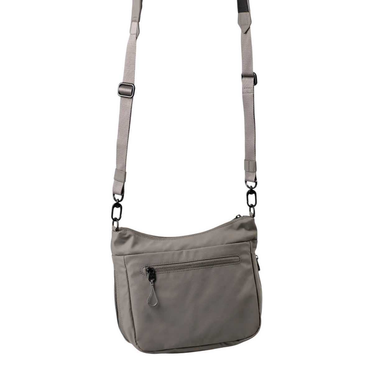 Lieblingstasche Nanuki RE lite grey crossbody bag with adjustable strap and zippered exterior pocket