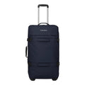 Lieblingstasche navy blue large travel bag with wheels and telescopic handle, front zip pocket and compression straps.