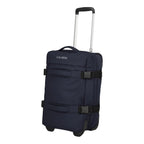 Lieblingstasche navy blue fabric rolling travel bag with telescopic handle and compression straps.