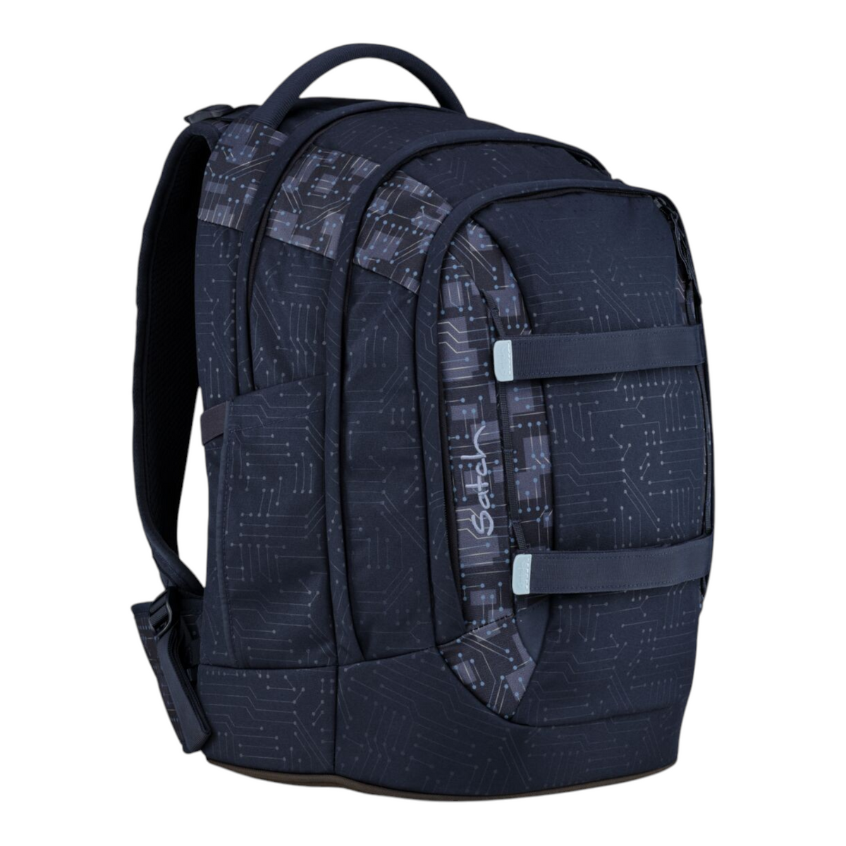 Lieblingstasche dark navy school backpack with a subtle circuit board pattern and adjustable straps