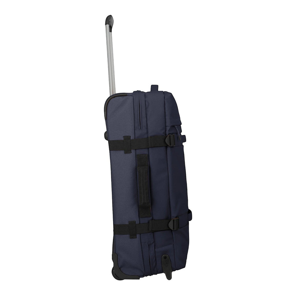 Lieblingstasche navy blue large rolling travel bag with telescopic handle and compression straps.
