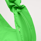 Lieblingstasche Moon Bag Ruffle Large in bright neon green with a gathered scrunchie-style shoulder strap