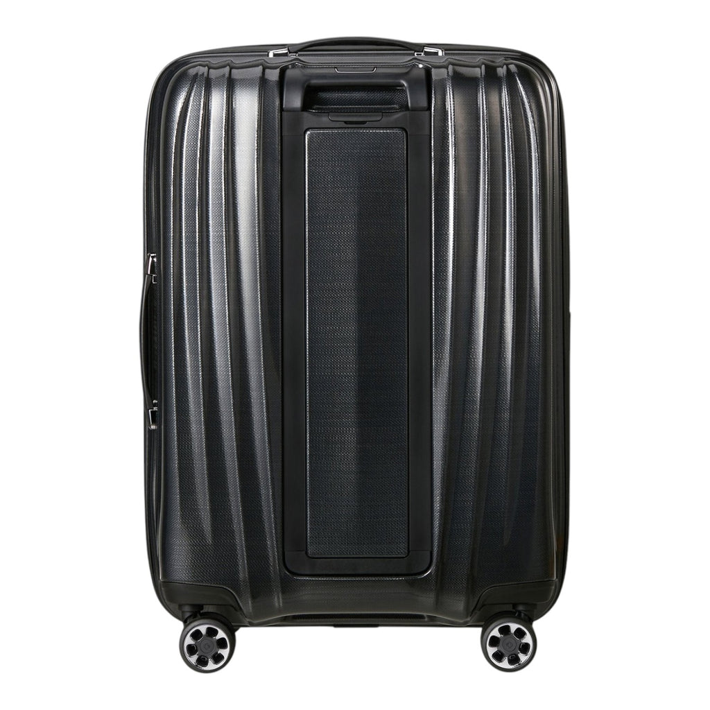 Lieblingstasche NEXIS Spinner 70/26 Exp black hardshell suitcase with vertical ridges and four spinner wheels
