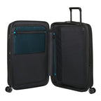 Lieblingstasche NEXIS Spinner 76/28 Exp suitcase interior with black lining, mesh pockets, and blue zipper accents