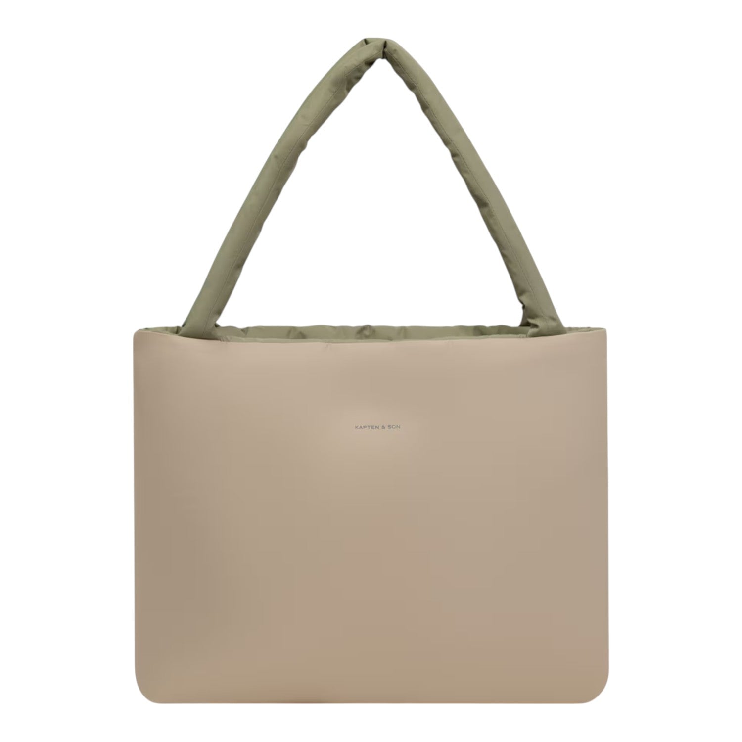 Lieblingstasche Norva 2in1 shopper bag in beige with olive green padded shoulder straps and minimalist design