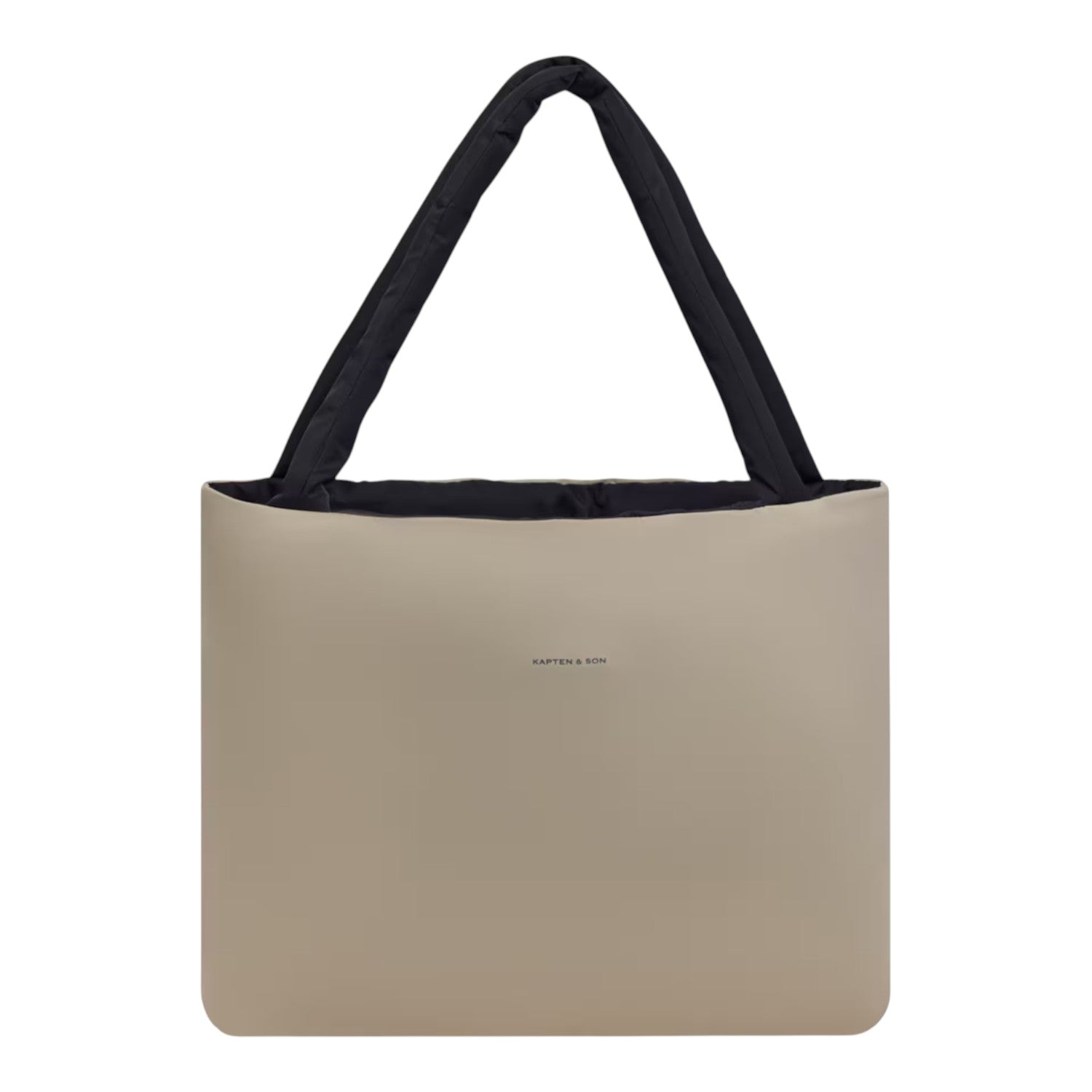 Lieblingstasche Norva 2in1 shopper bag in beige with black padded shoulder straps and minimalist design